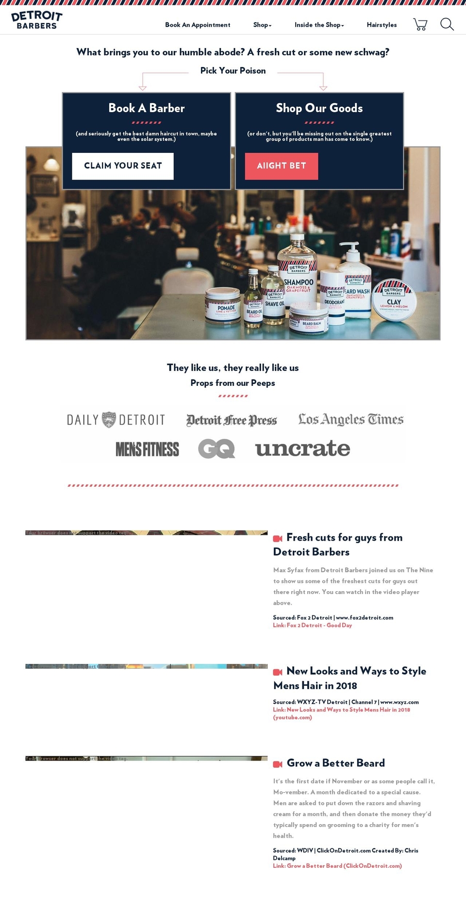 detroitbarbers.com shopify website screenshot