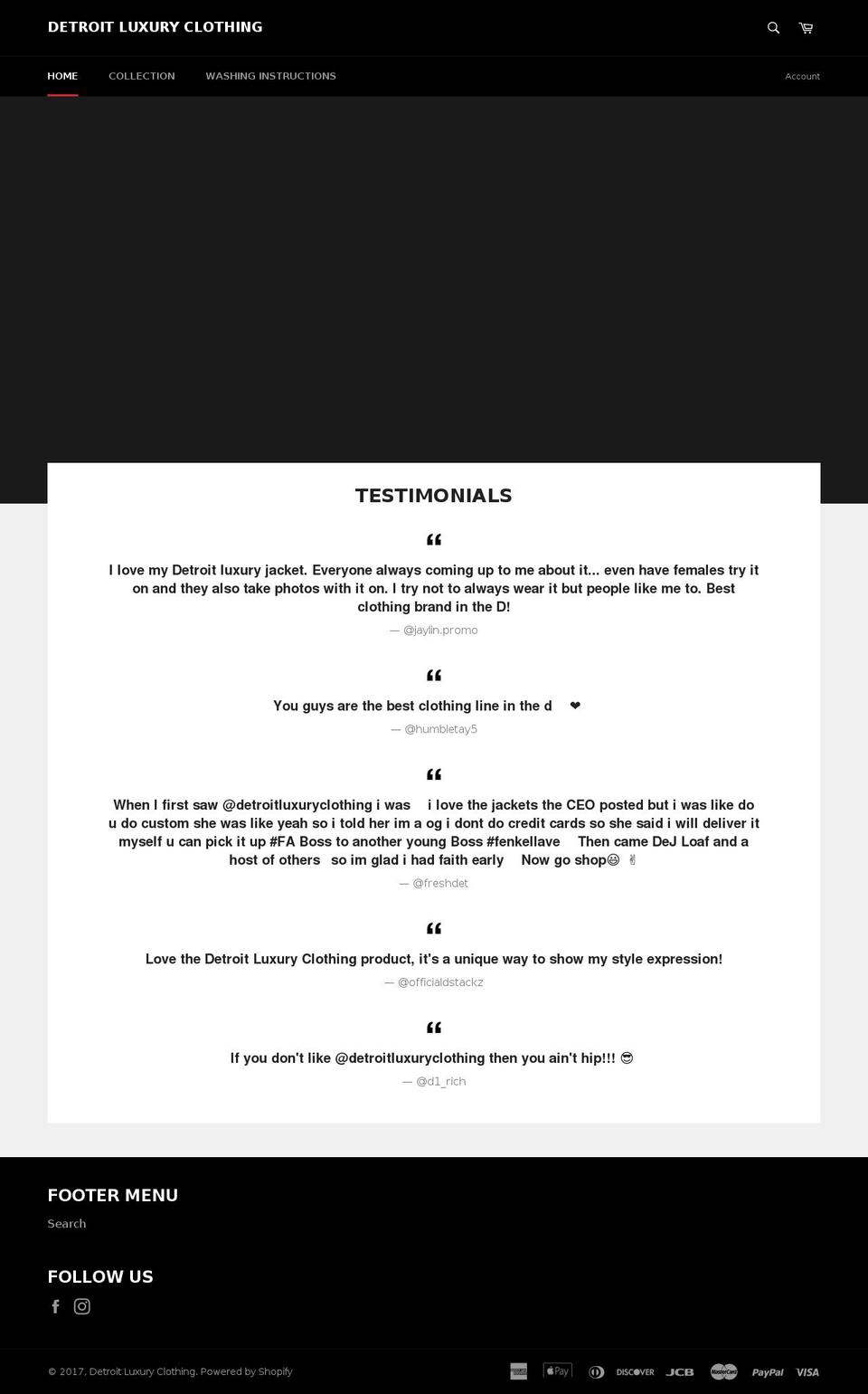 detroitluxuryclothing.com shopify website screenshot