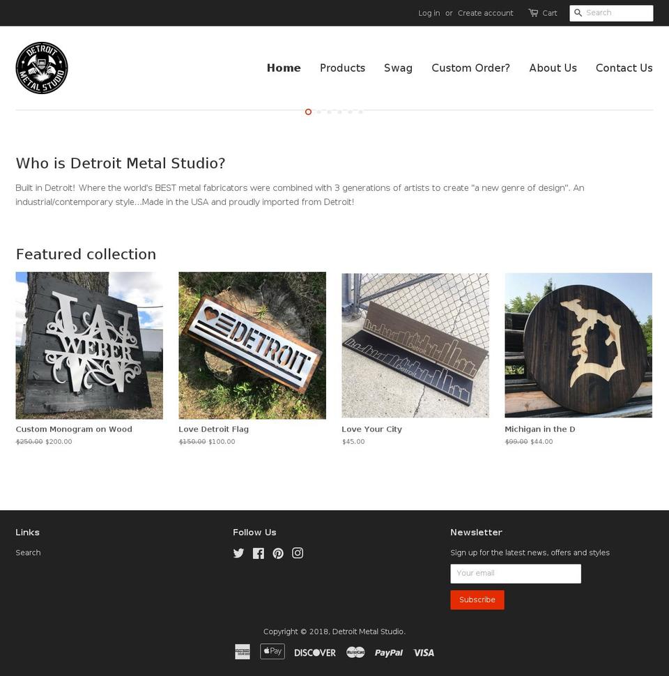 detroitmetalstudio.com — Shopify storefront screenshot