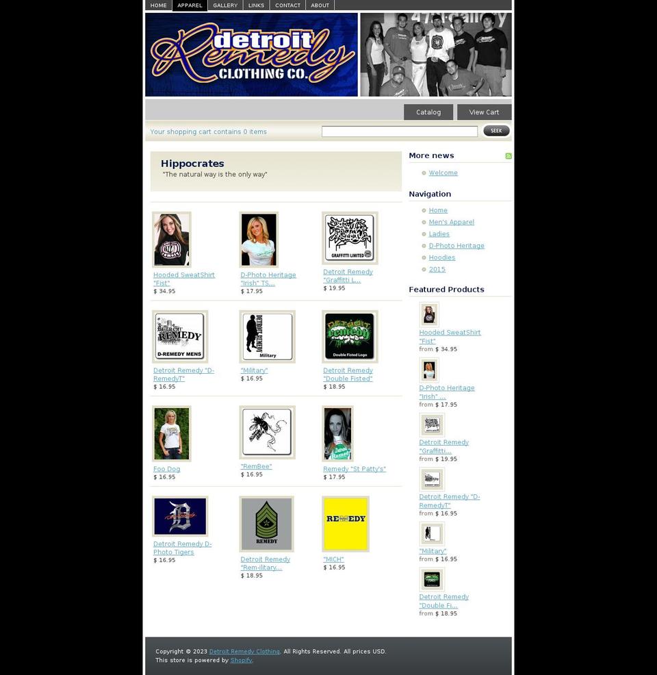 detroitremedy.myshopify.com shopify website screenshot