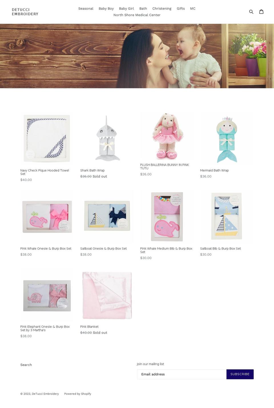 detucciembroidery.com shopify website screenshot