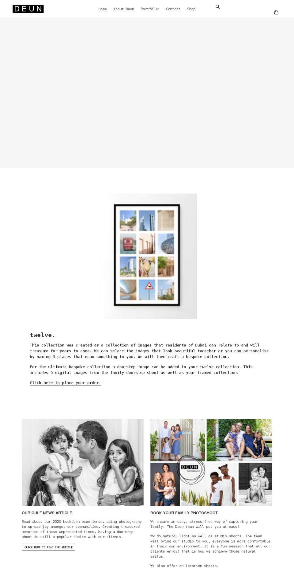 deunphotography.com shopify website screenshot