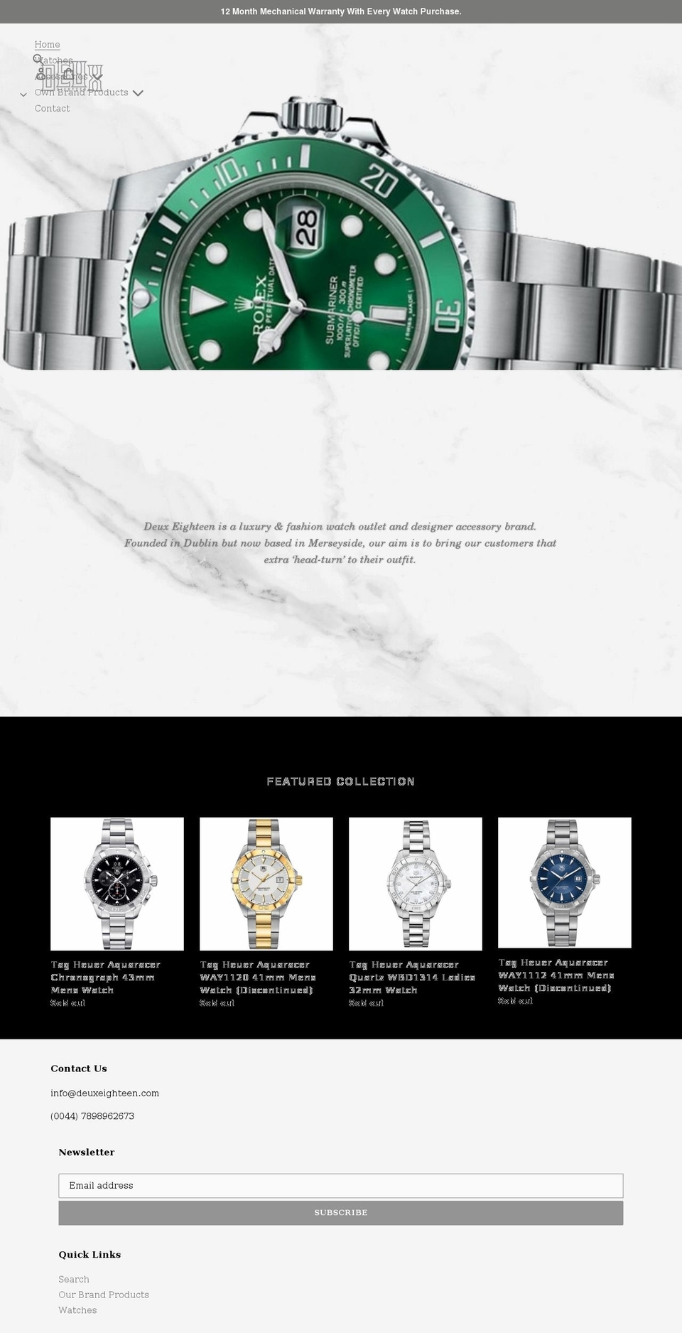 deuxeighteen.com shopify website screenshot