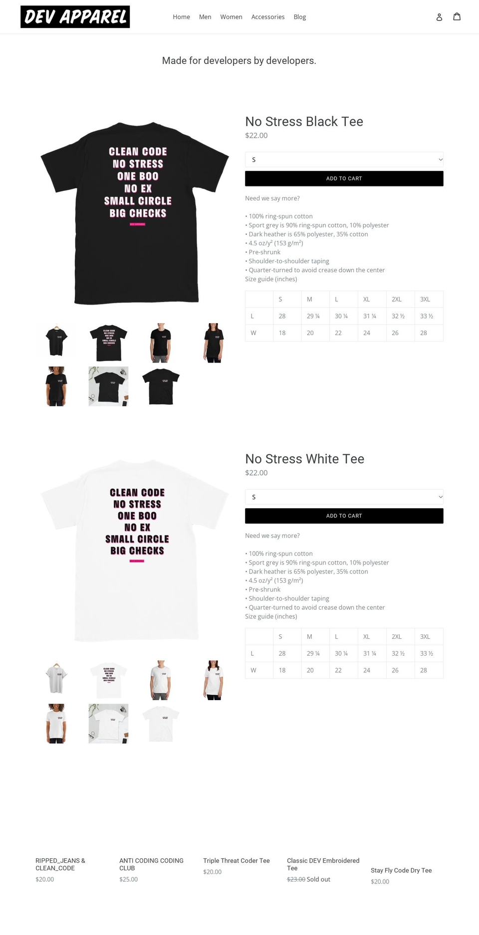 dev-apparel.com shopify website screenshot