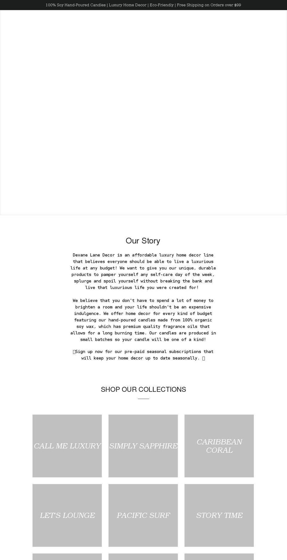 devanelanedecor.com shopify website screenshot