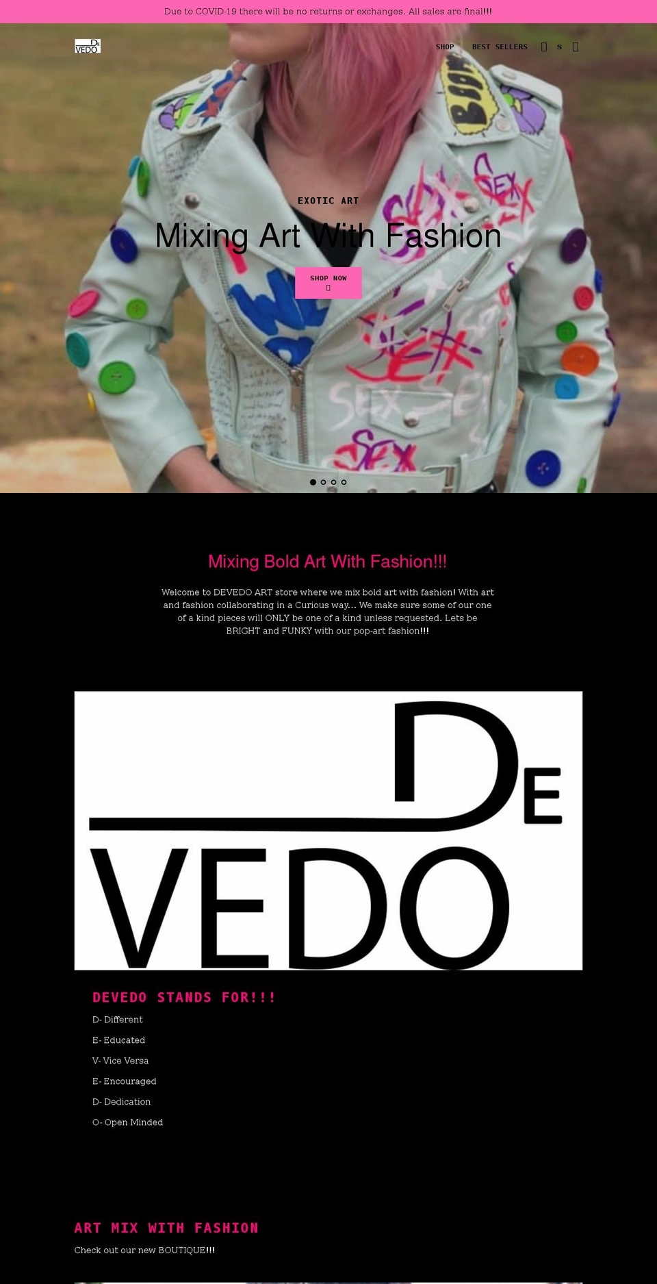 devedo-custom.com shopify website screenshot