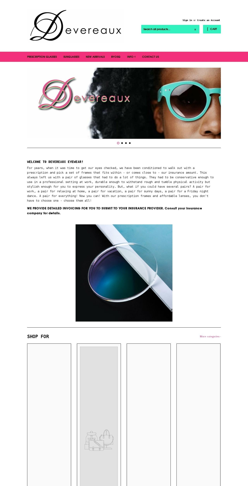 devereaux-eyewear.com shopify website screenshot