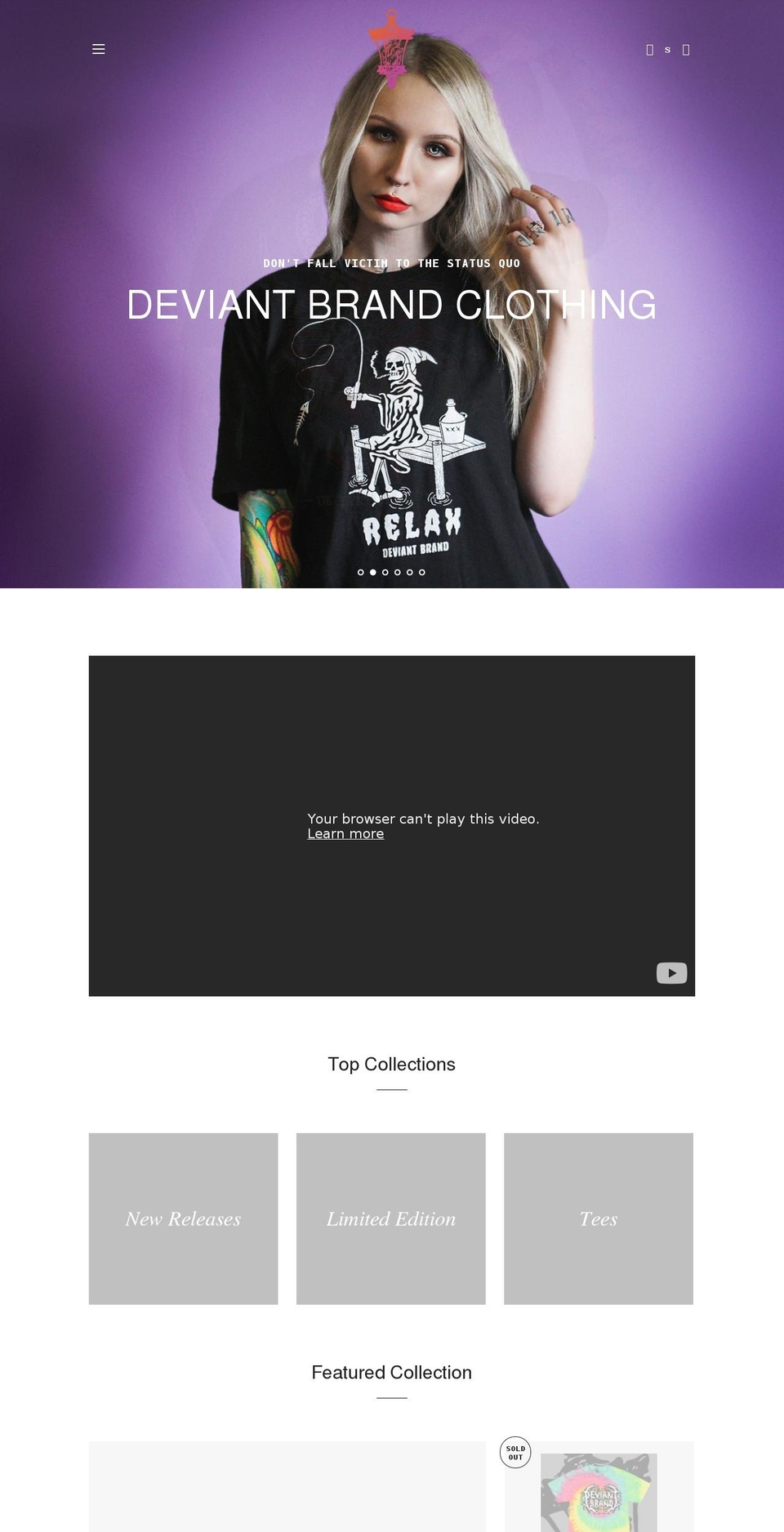 deviantclothingofficial.com shopify website screenshot