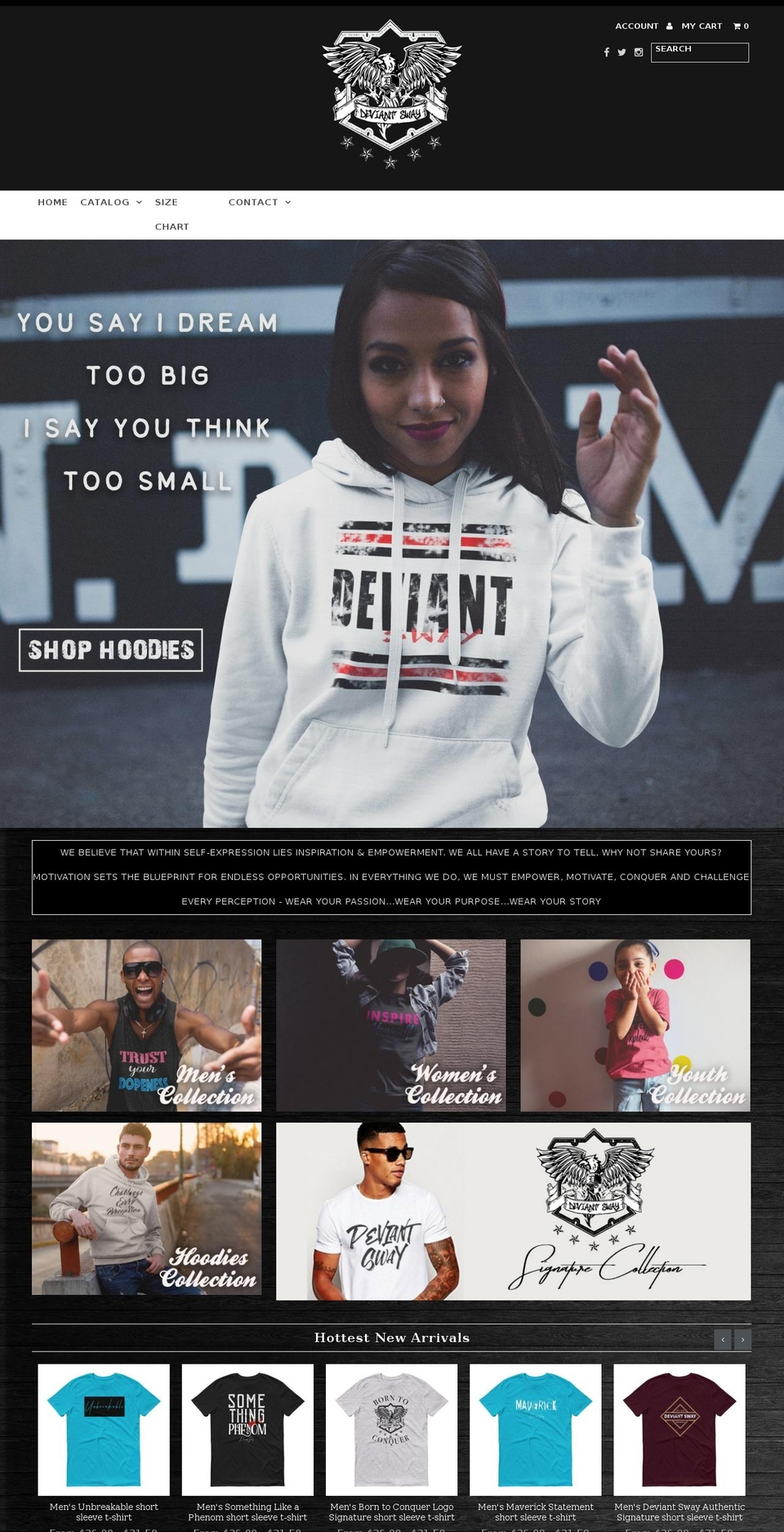 EVA Shopify theme site example deviantsway.com