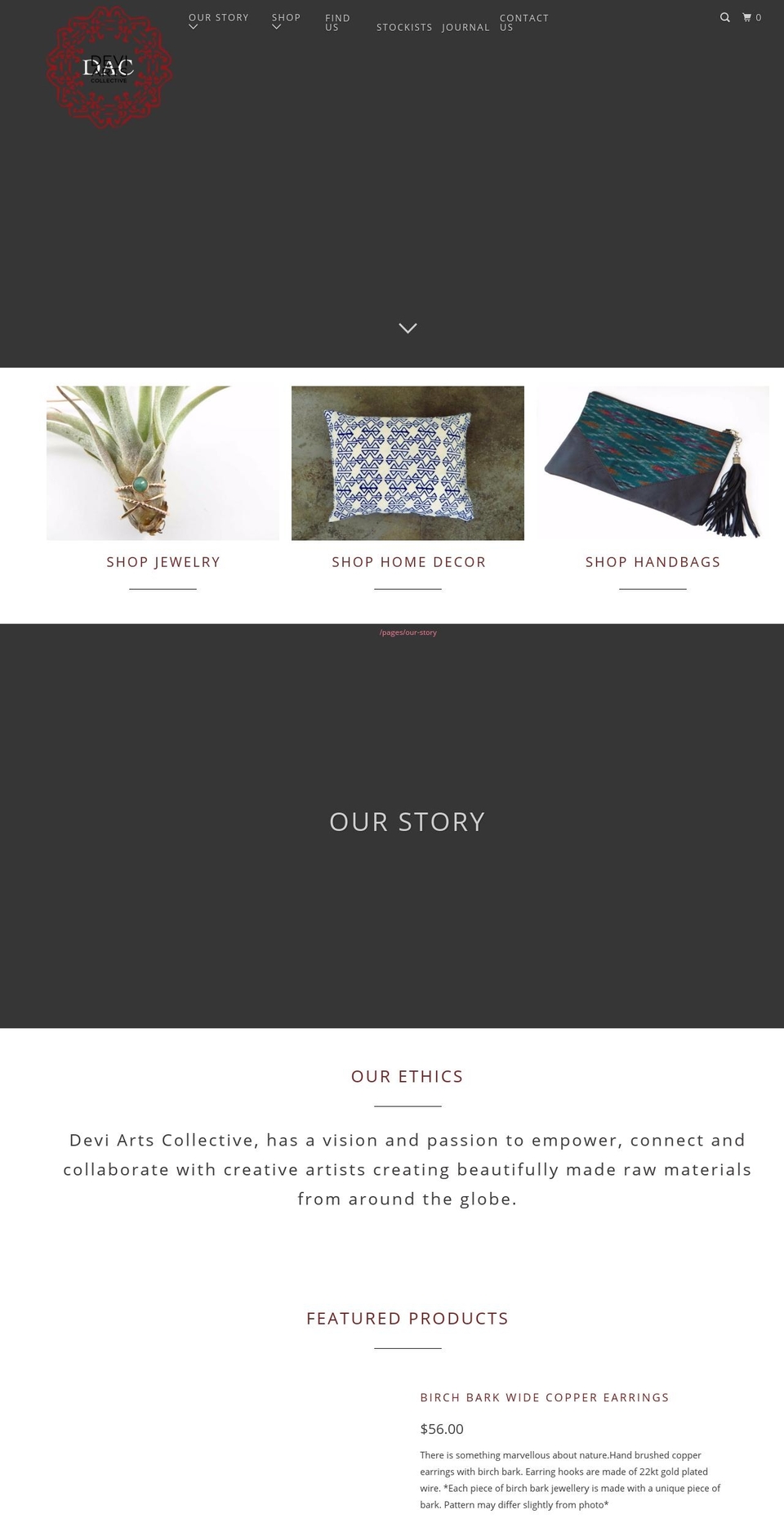 deviartscollective.com shopify website screenshot