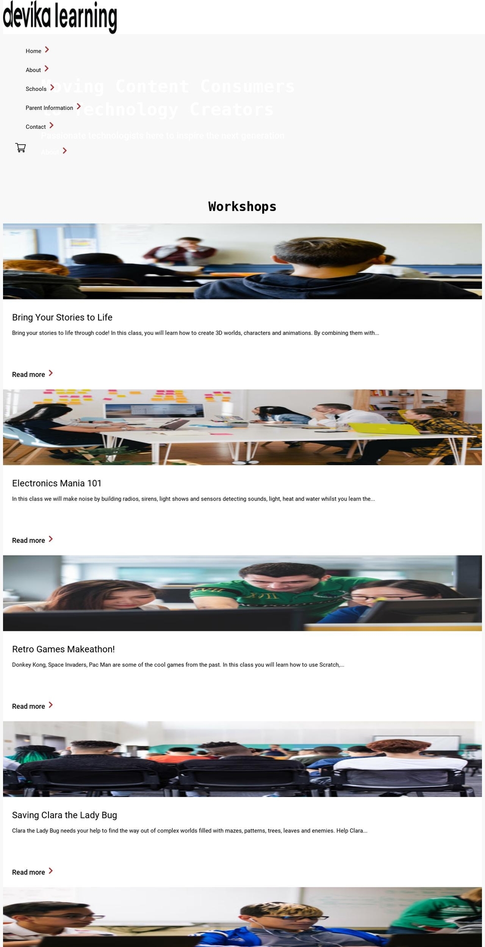 devikalearning.edu.au shopify website screenshot