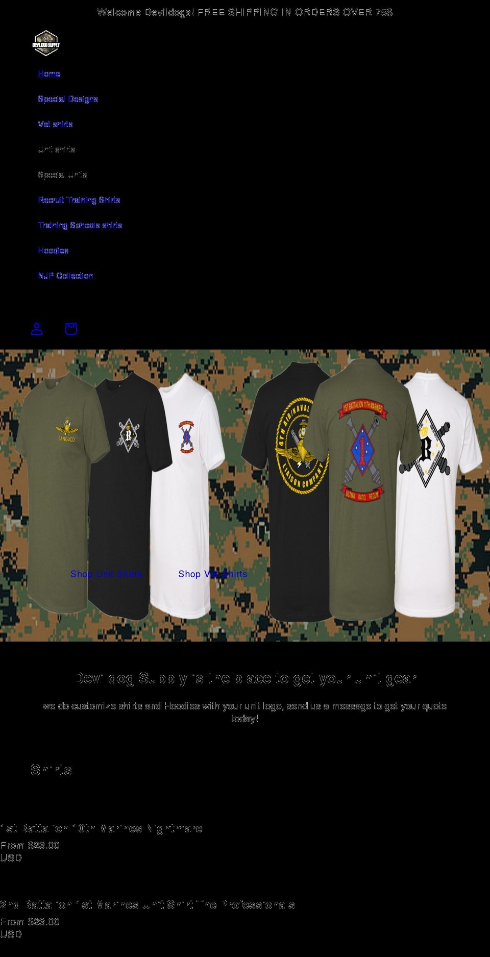 devildogsupply.com shopify website screenshot