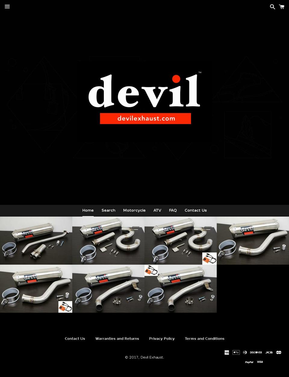 devilexhaust.com shopify website screenshot