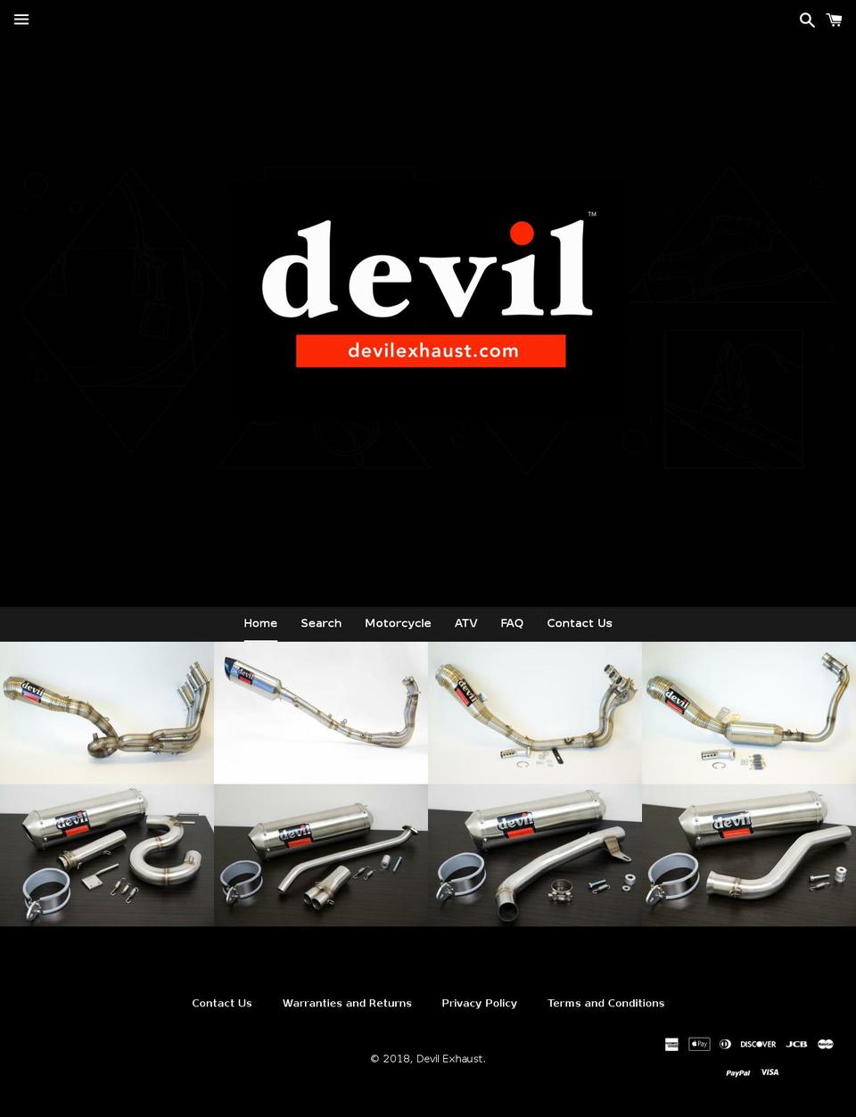 devilexhausts.com — Shopify storefront screenshot