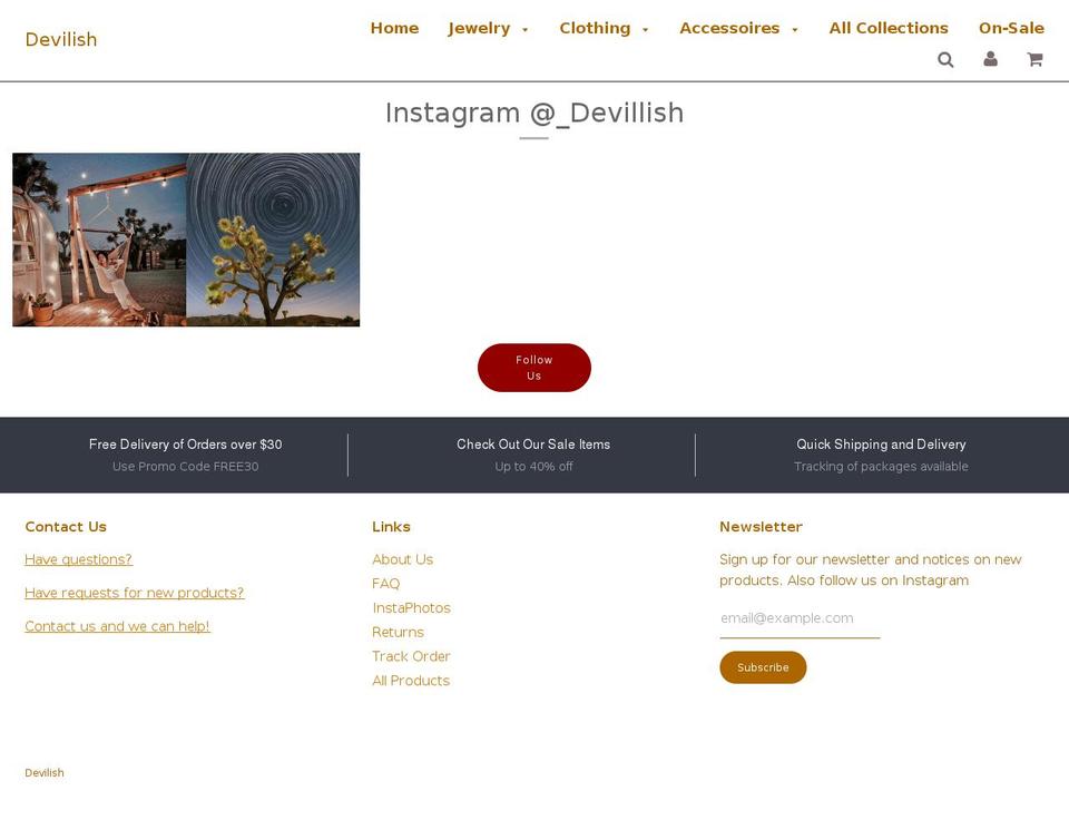 devilish.co shopify website screenshot