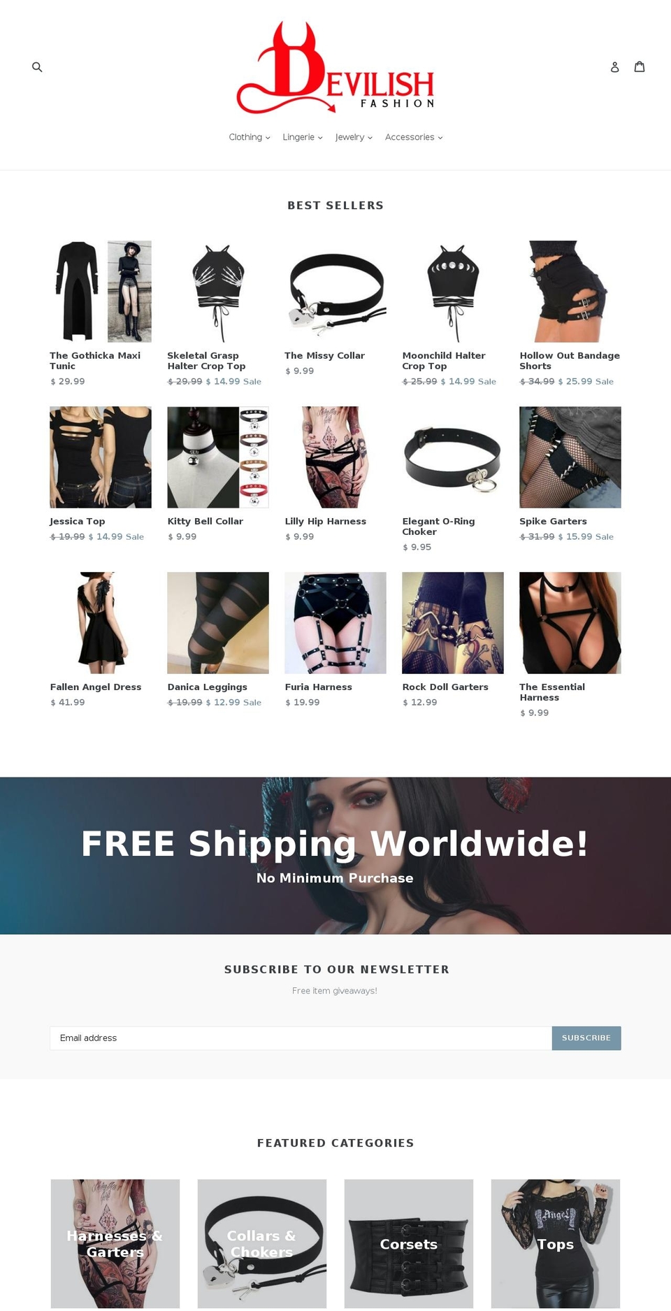 devilishfashion.com shopify website screenshot