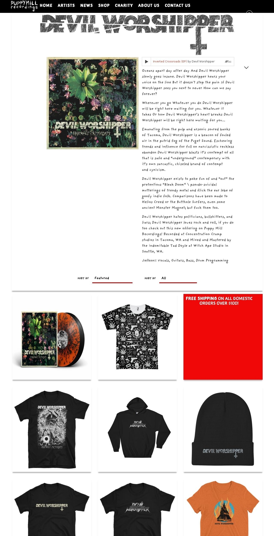 devilworshipper.band shopify website screenshot