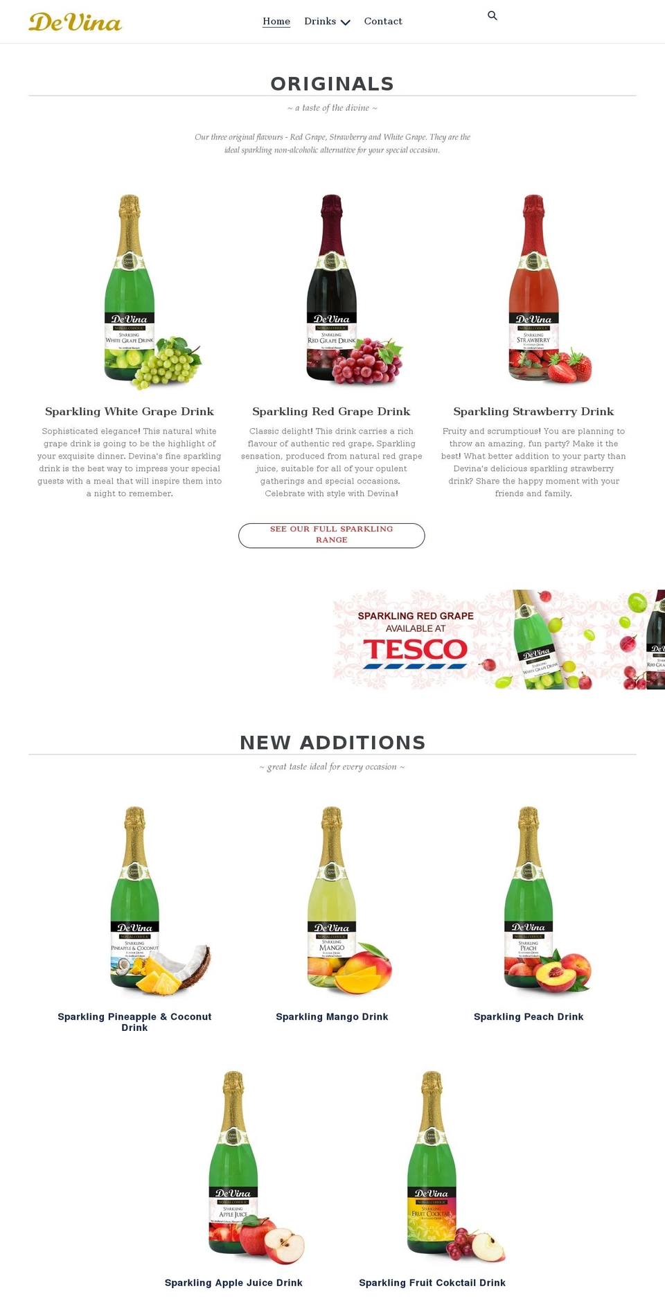 devinadrinks.com shopify website screenshot