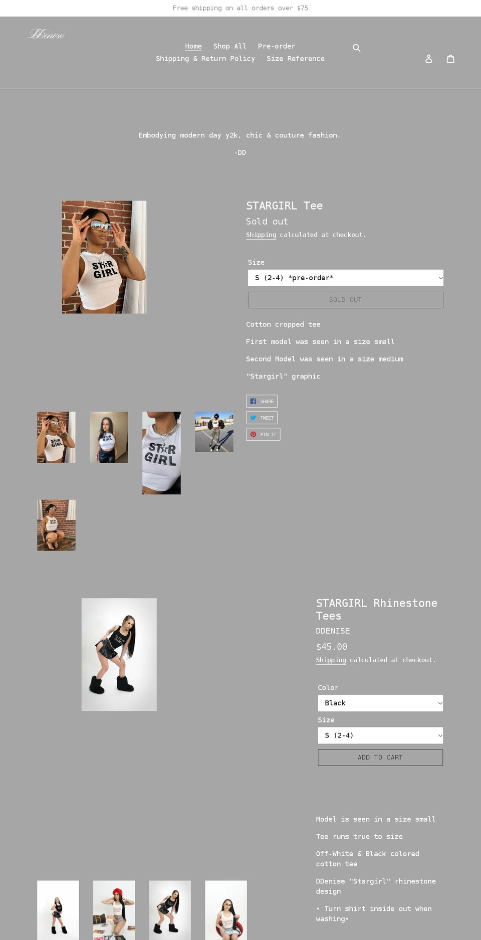 devinaedenise.com shopify website screenshot