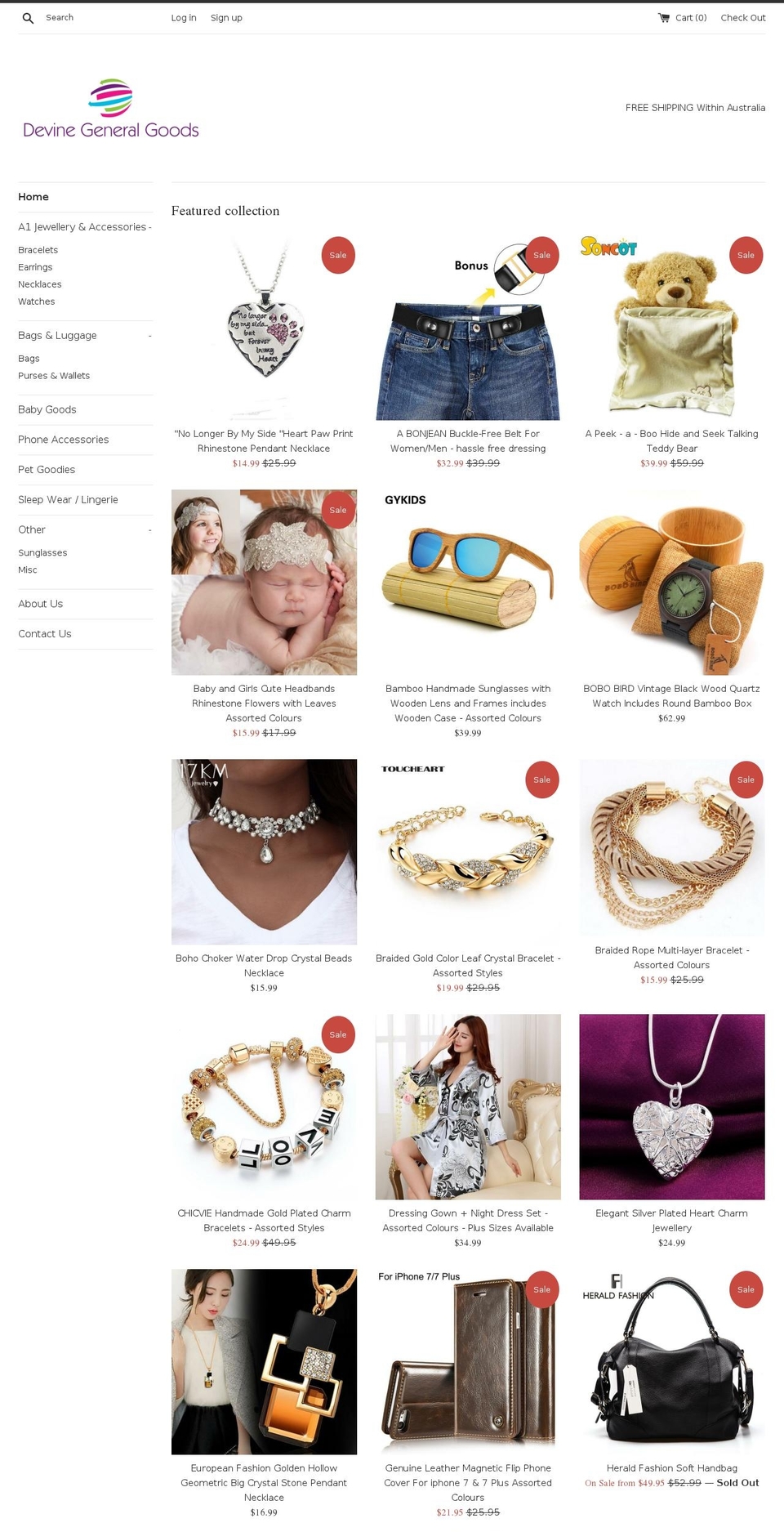 devinegeneralgoods.com — Shopify storefront screenshot