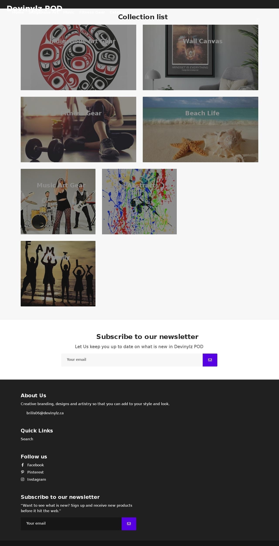 devinylz.com shopify website screenshot