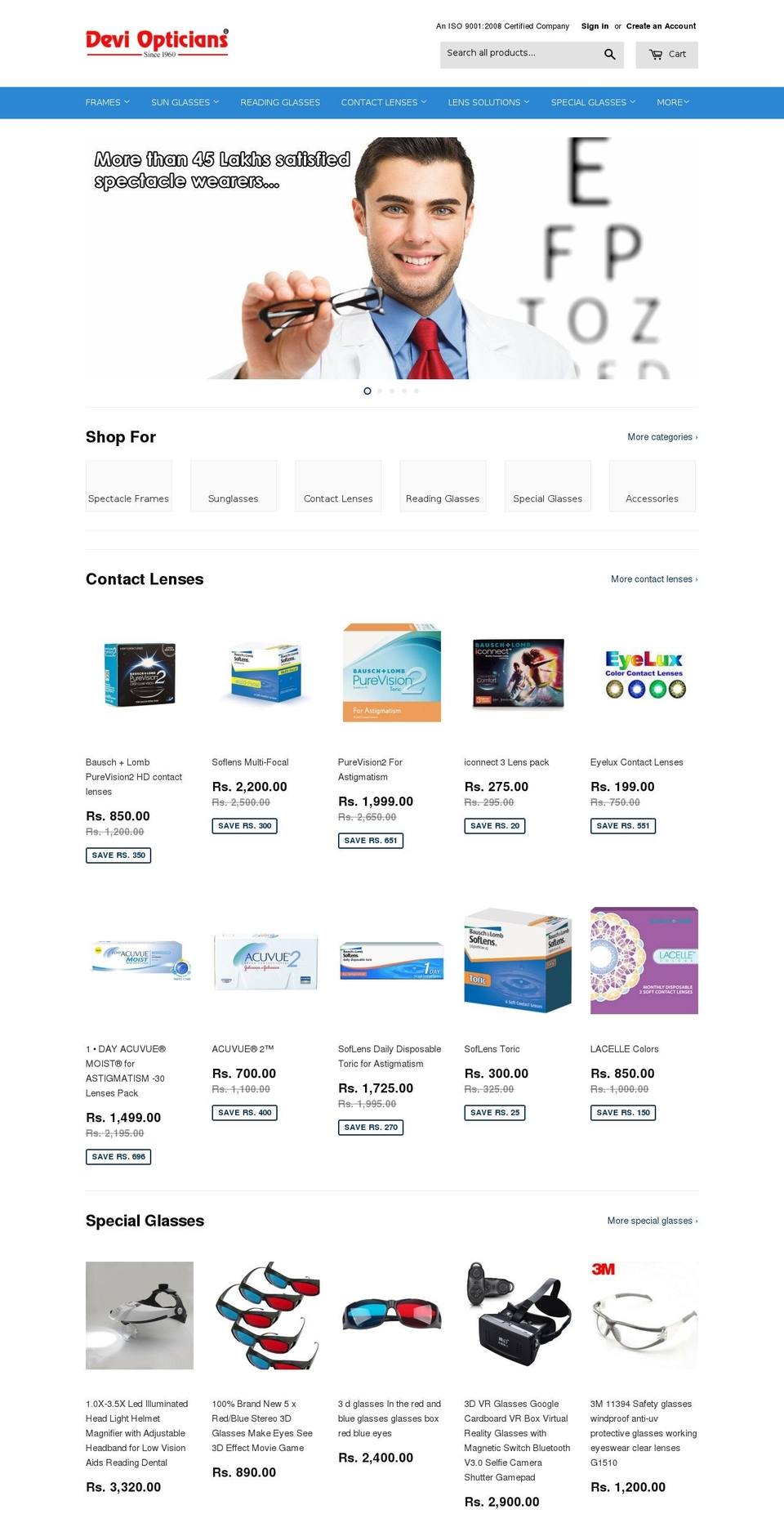 deviopticians.in shopify website screenshot