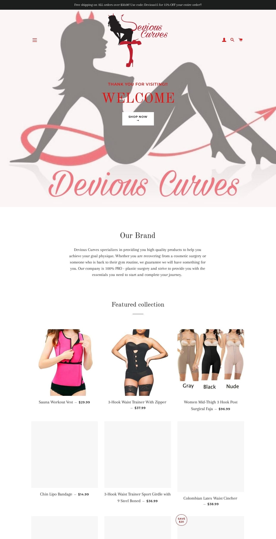 deviouscurves.com — Shopify storefront screenshot