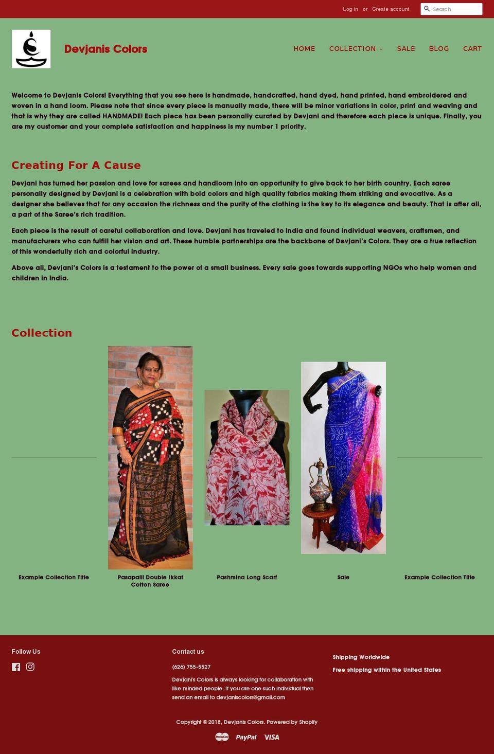 devjaniscolors.com — Shopify storefront screenshot