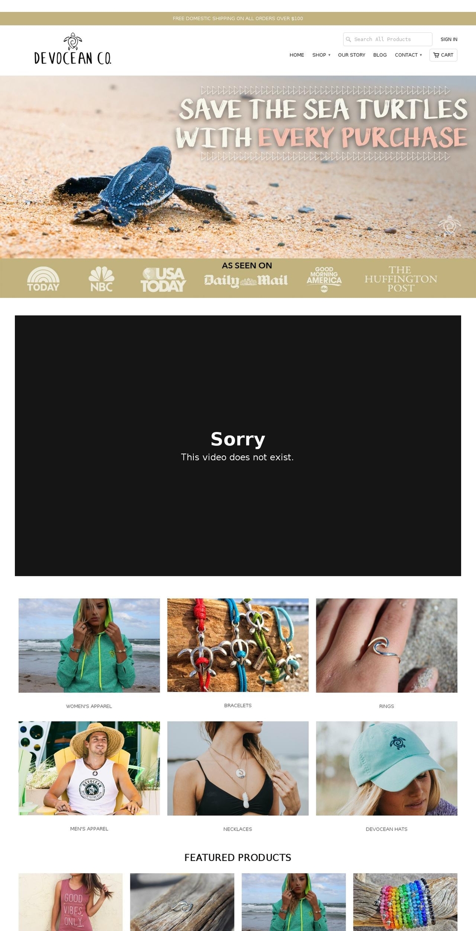 devoceanjewelry.com shopify website screenshot