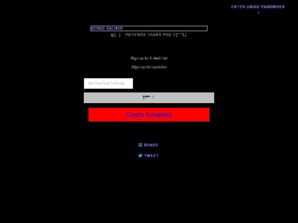 devoidcaliber.net shopify website screenshot