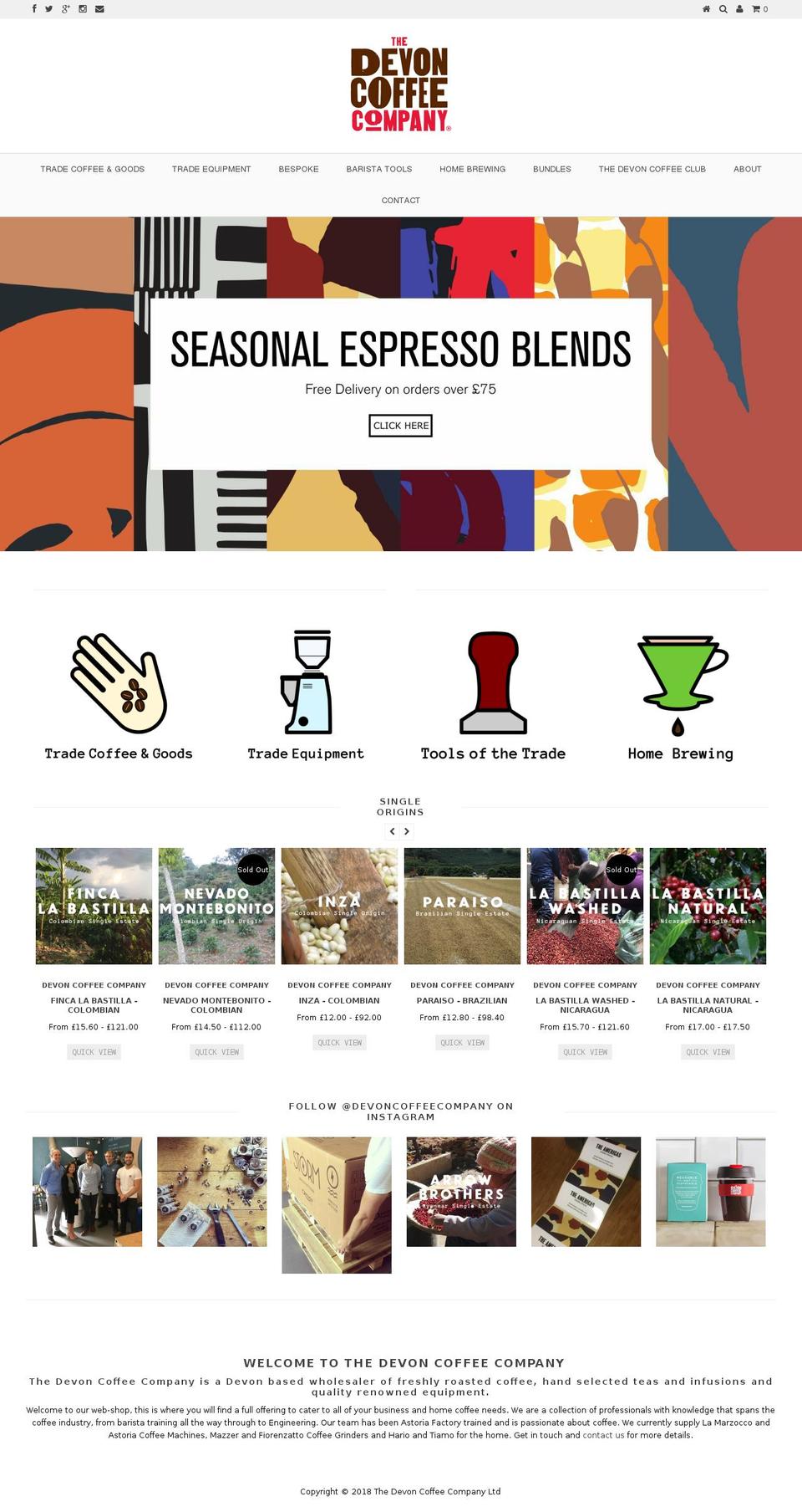 devon.coffee shopify website screenshot