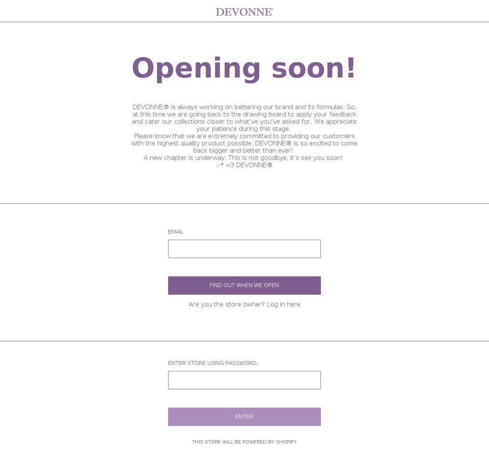 devonne.care shopify website screenshot