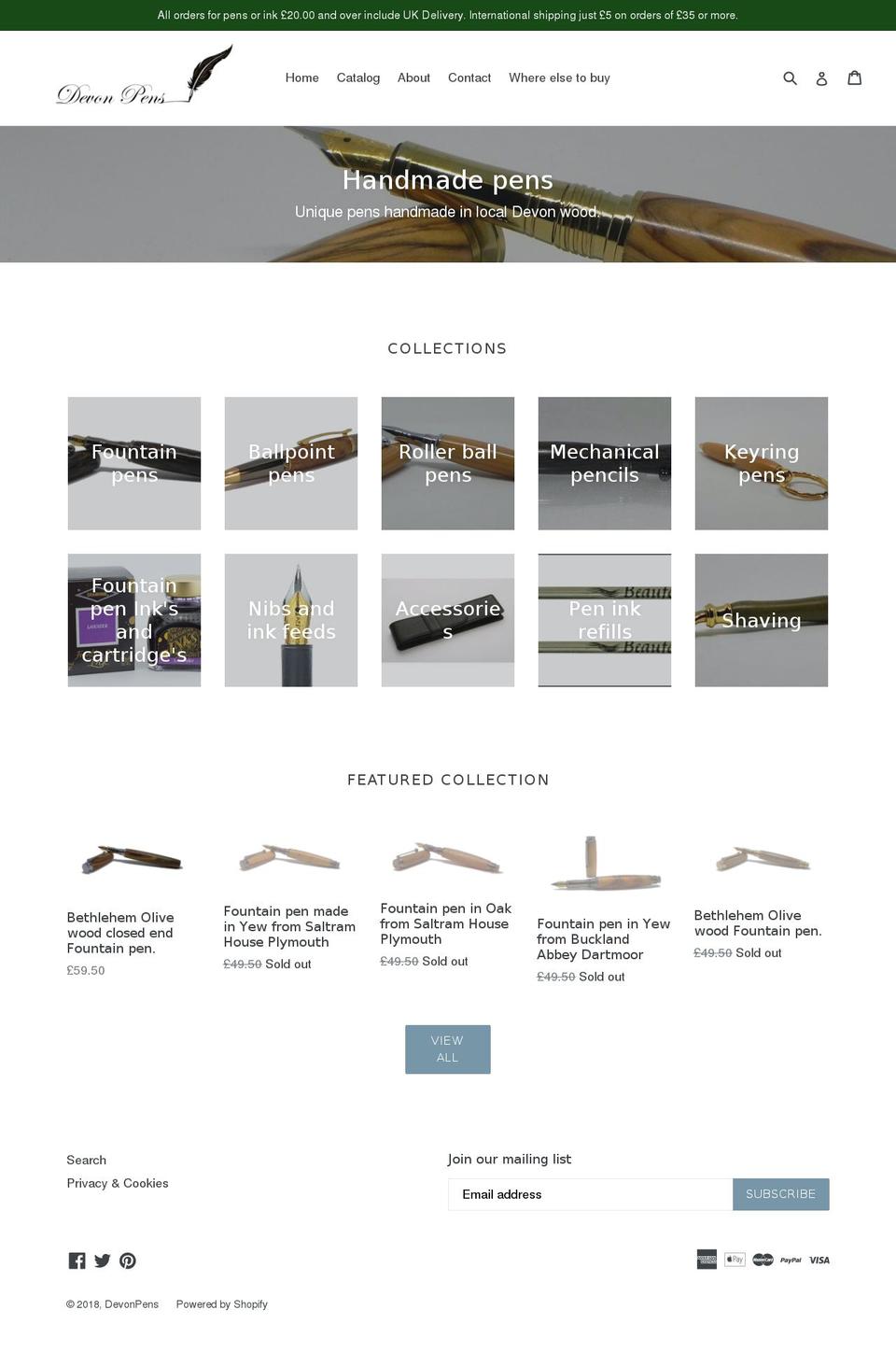 devonpens.com shopify website screenshot