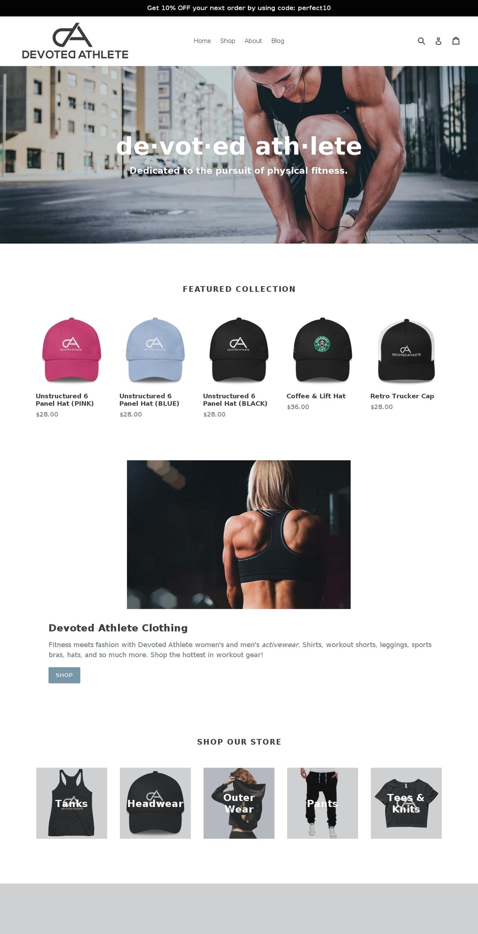 devotedathlete.com — Shopify storefront screenshot