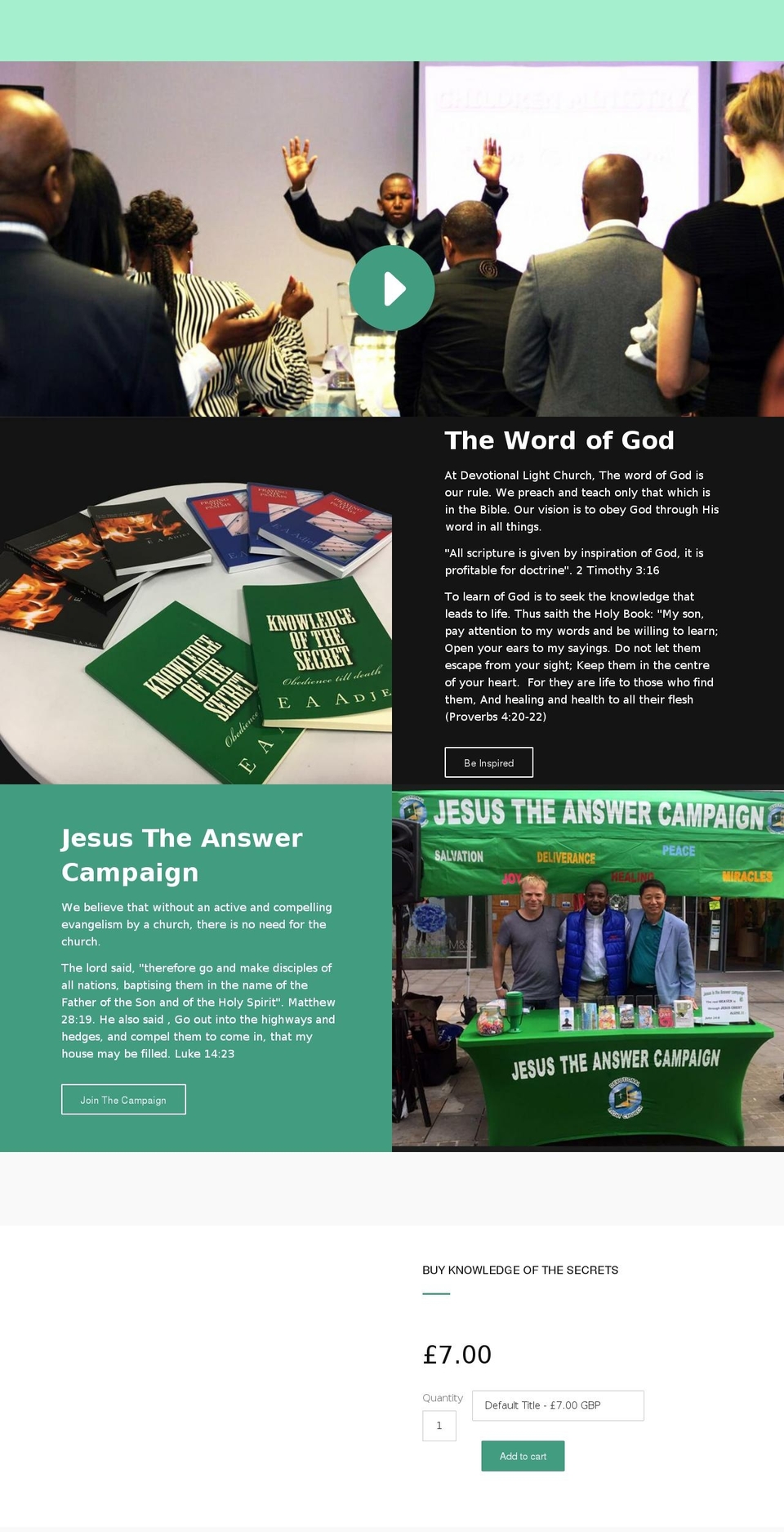 devotionallightchurch.org shopify website screenshot