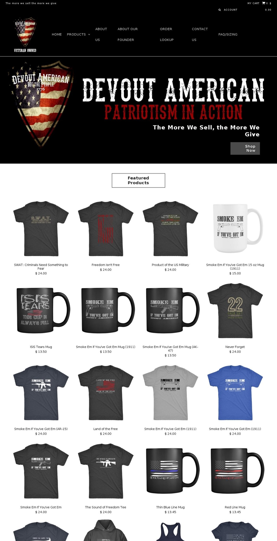 devoutamerican.com shopify website screenshot