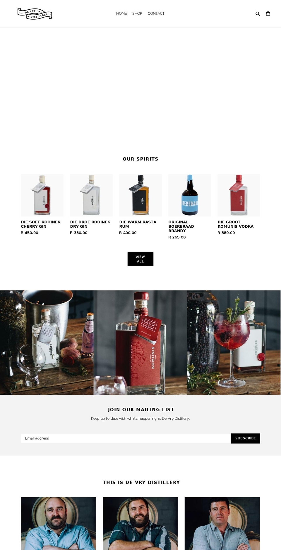 devrydistillery.co.za shopify website screenshot