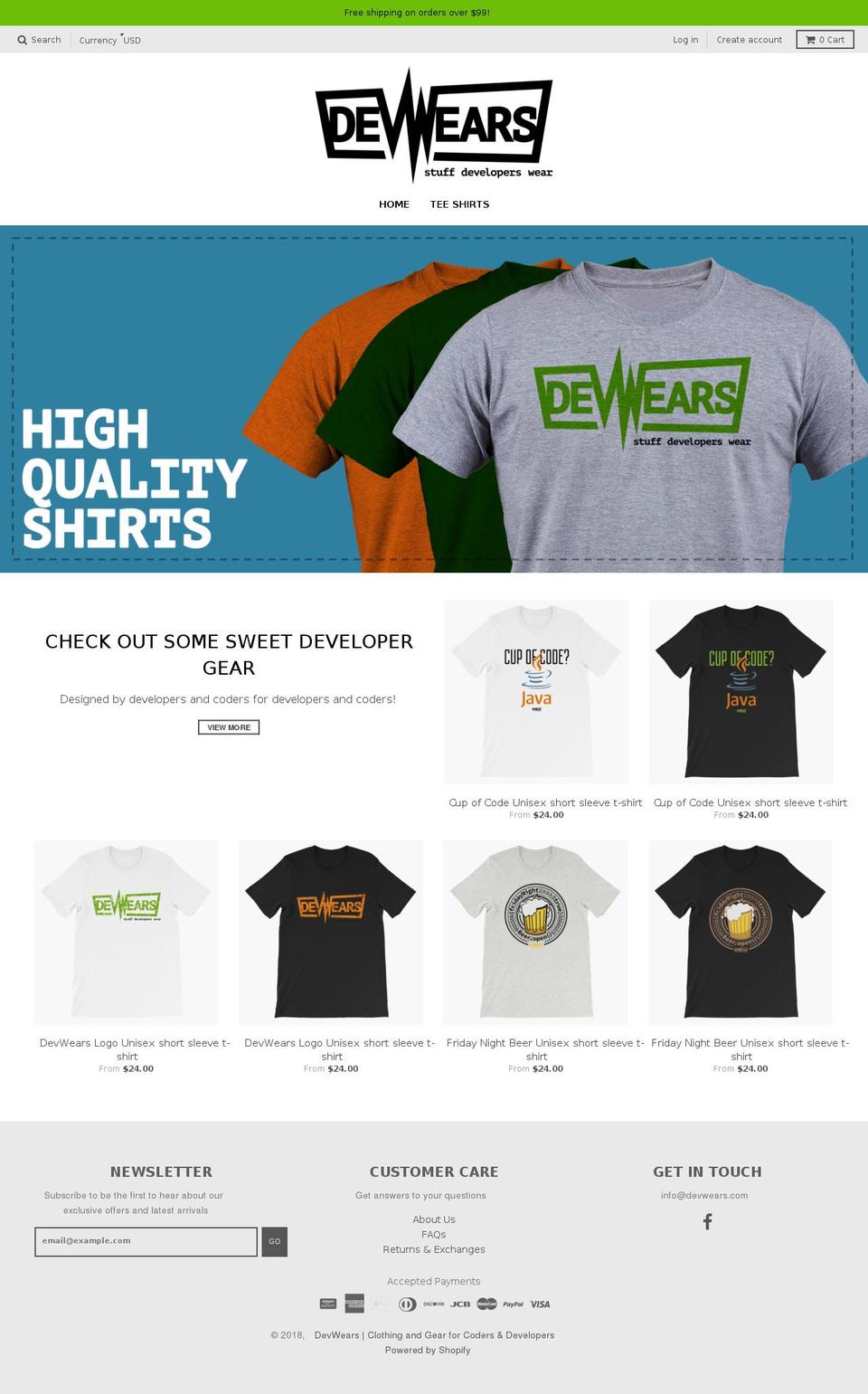 devwears.com — Shopify storefront screenshot