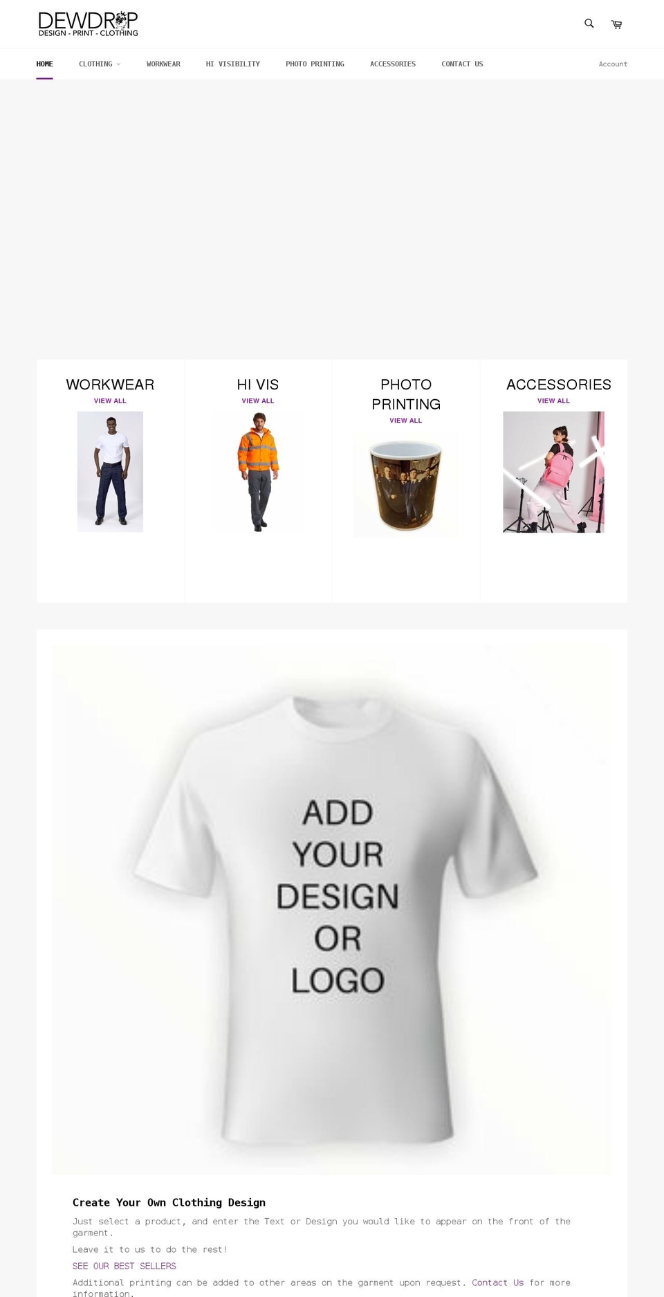 dew-drop-printing.myshopify.com shopify website screenshot