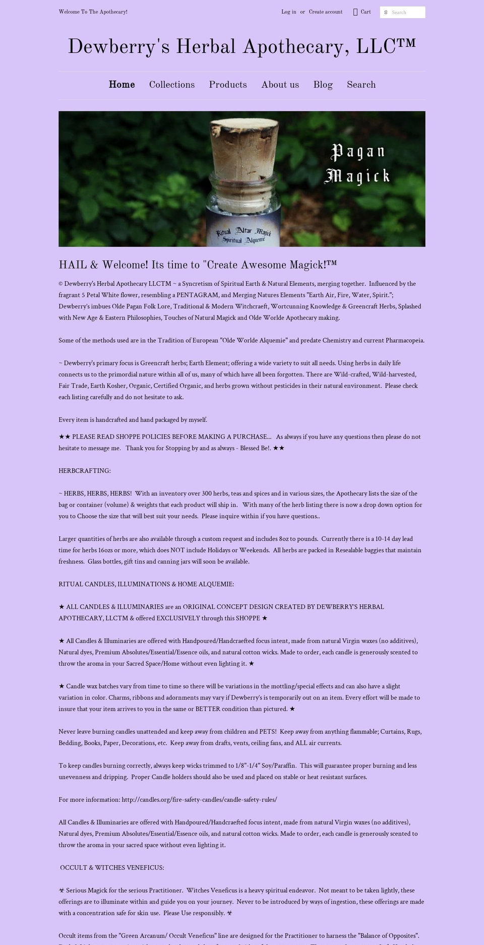 dewberrysherbalapothecary.com — Shopify storefront screenshot