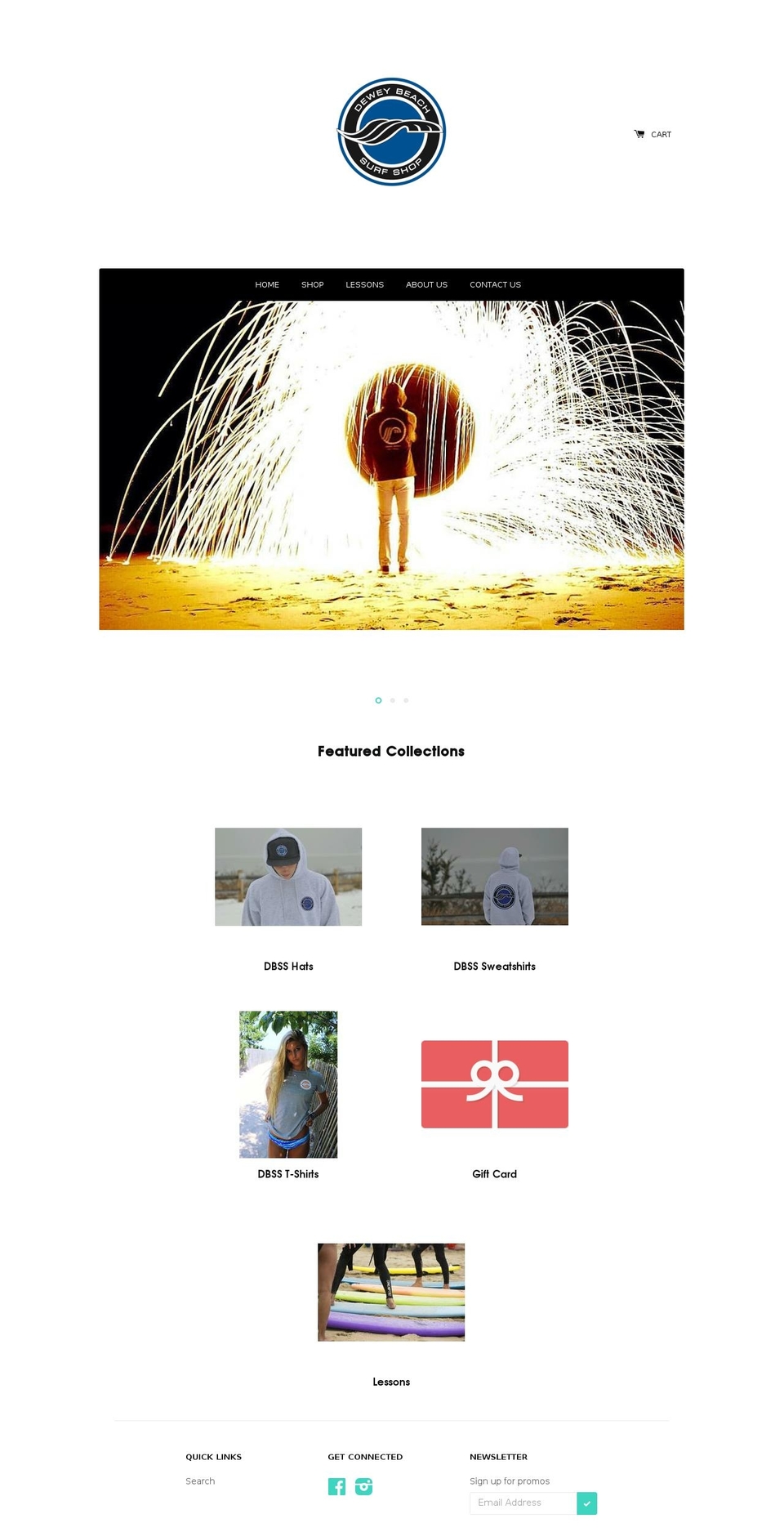 deweybeachsurfshop.com shopify website screenshot