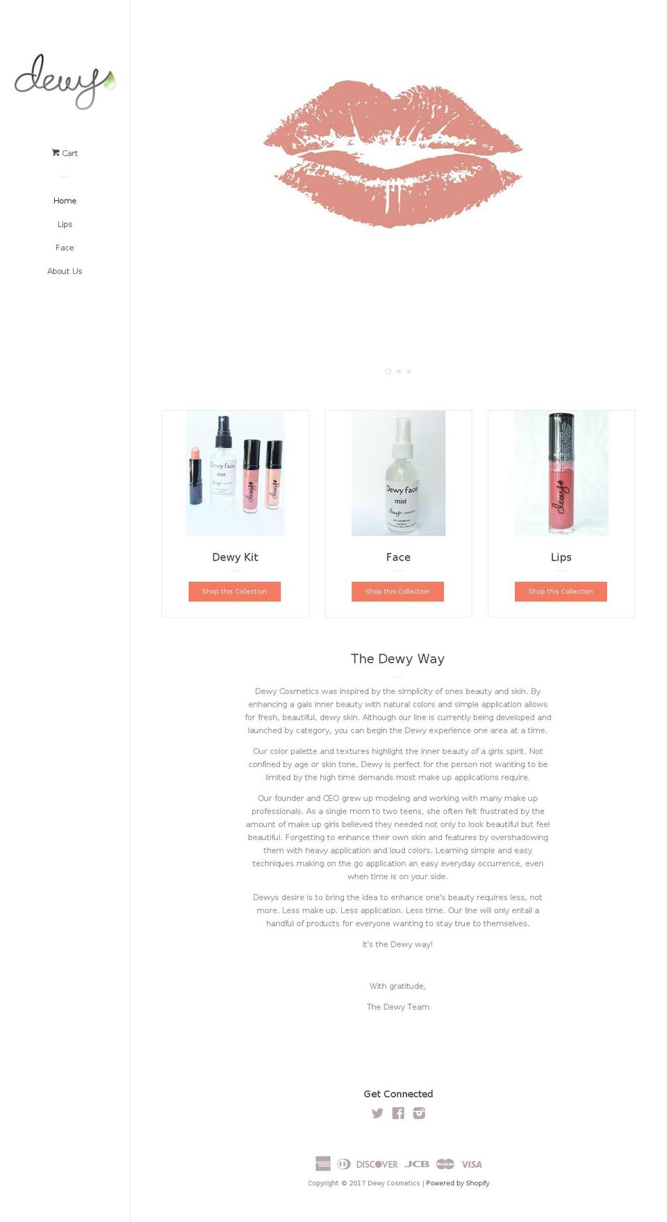 dewycosmetics.com shopify website screenshot