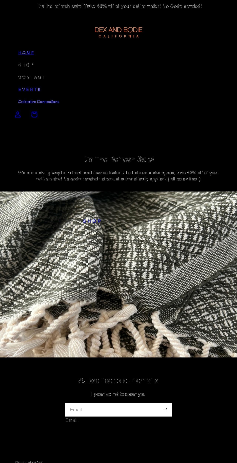 dexandbodie.com shopify website screenshot