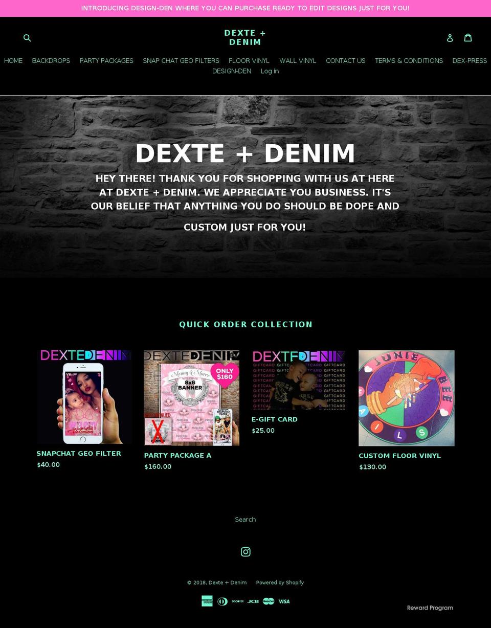 dexte-denim.com shopify website screenshot