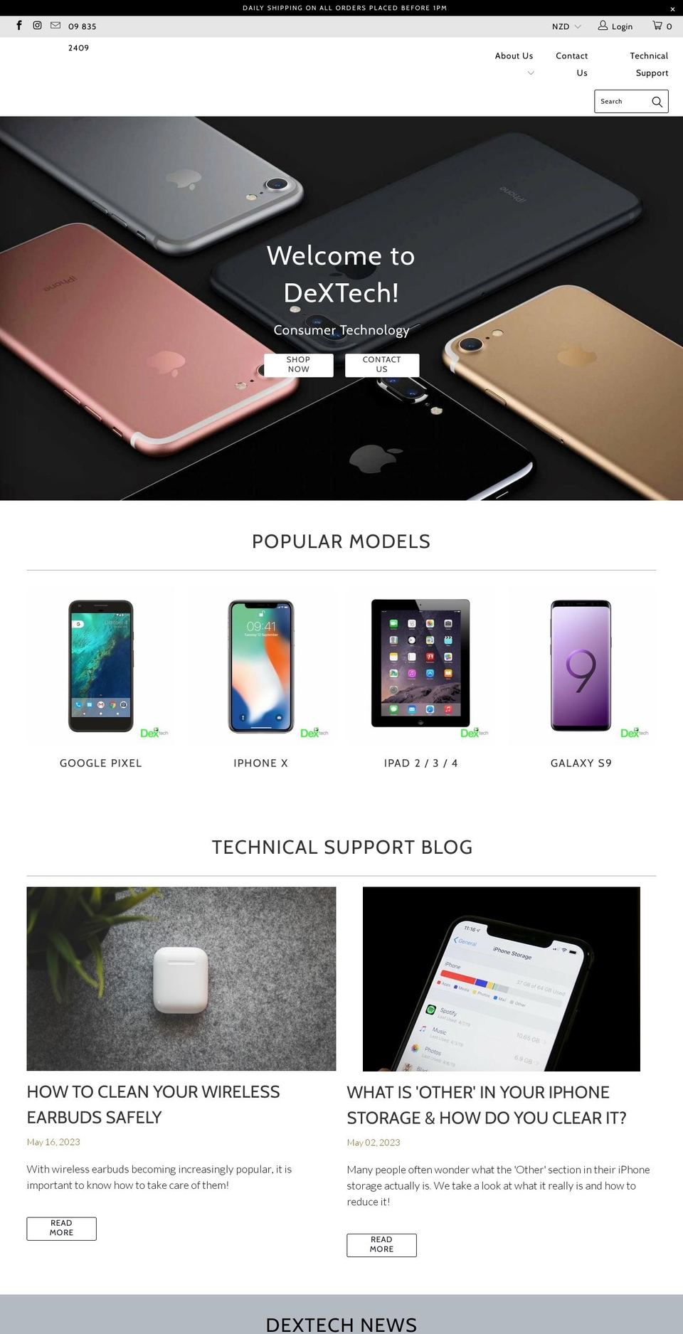 dextech.co.nz shopify website screenshot