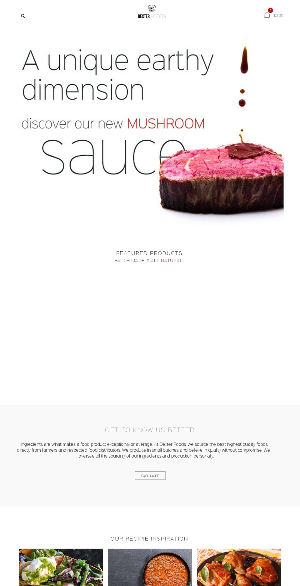dexterfoods.com shopify website screenshot