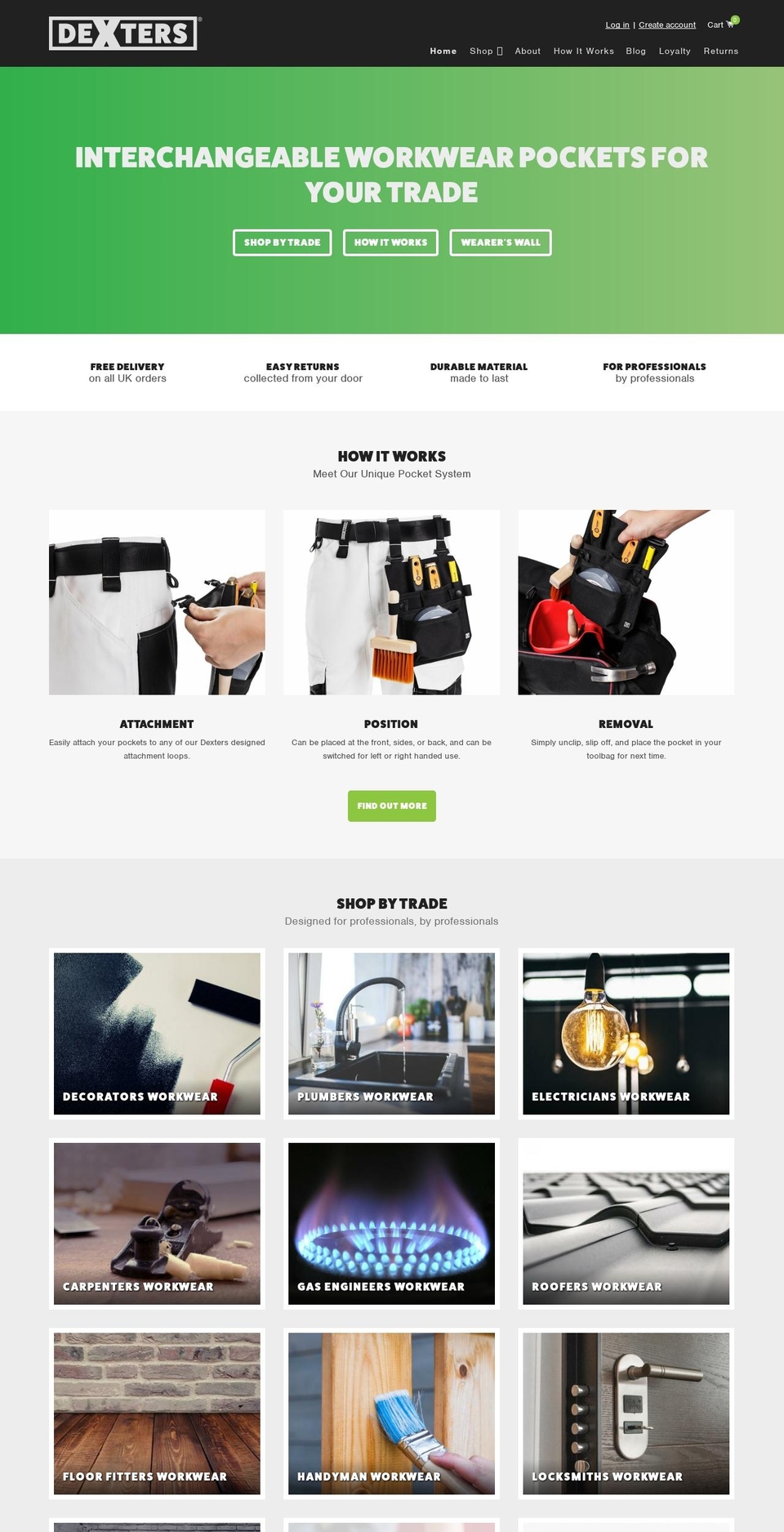 dextersworkwear.com — Shopify storefront screenshot