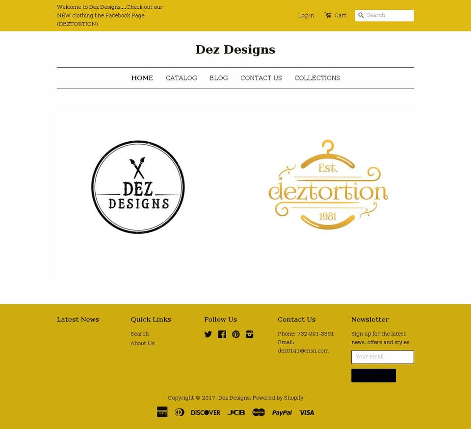 dezdesignz.com shopify website screenshot