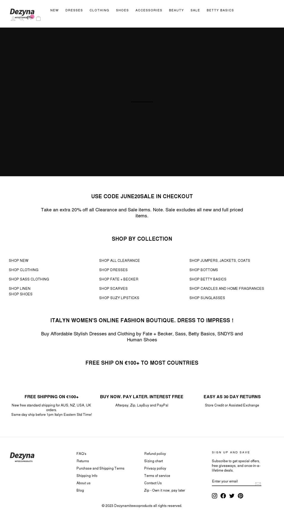 dezynamiteecoproducts.com shopify website screenshot