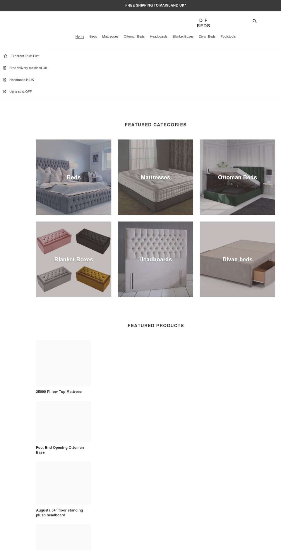 dfbeds.com shopify website screenshot